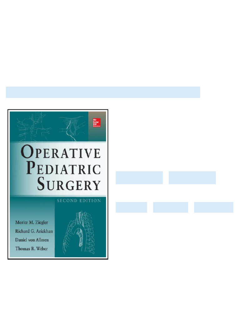 Operative Pediatric Surgery 2nd Edition Moritz M. Ziegler Et Al ...
