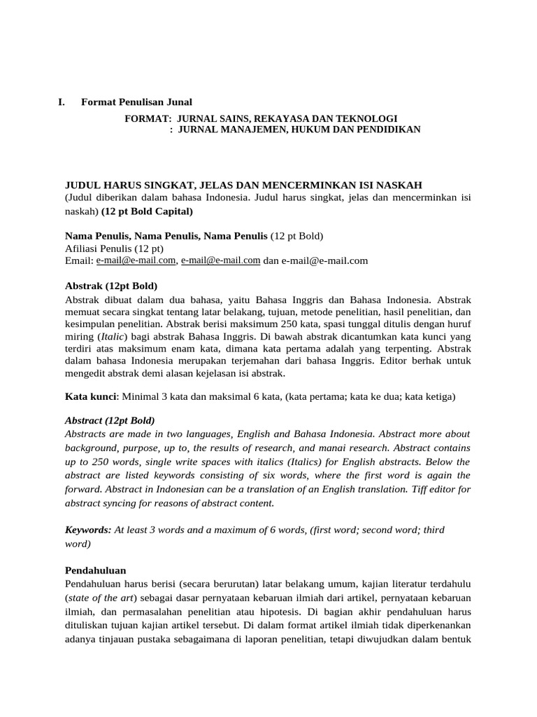 Format Penulisan Junal SErasan | PDF