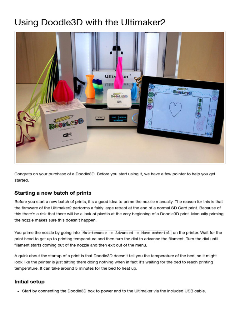 Doodle3D Setup Guide for Ultimaker2 | PDF | Computer Hardware | Computing