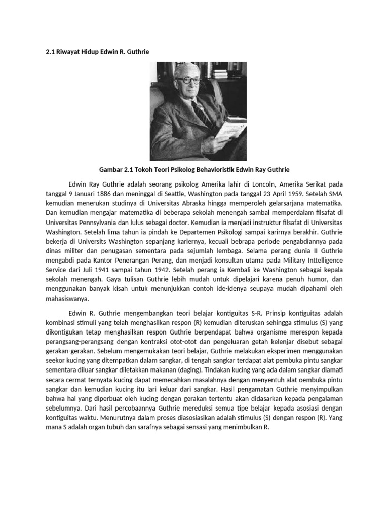 Teori Kontiguitas Edwin R. Guthrie | PDF