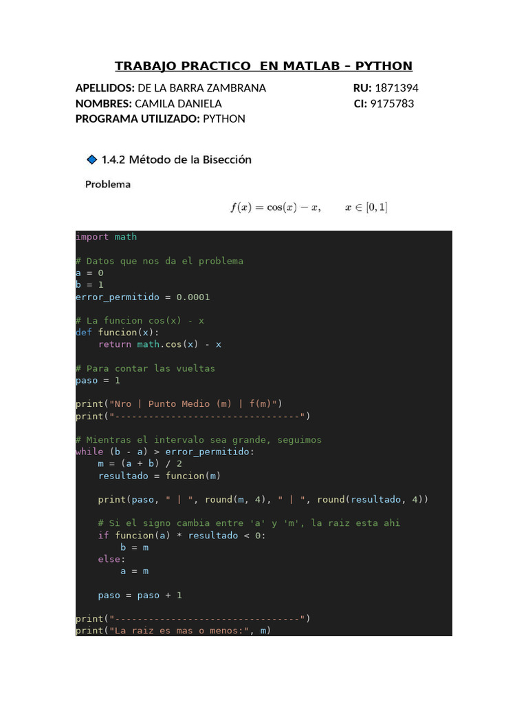 Métodos Numéricos en Python para Raíces | PDF | Python (lenguaje de ...