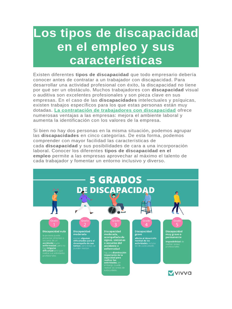Tipos de discapacidad en el empleo | PDF | Invalidez | Discapacidad ...