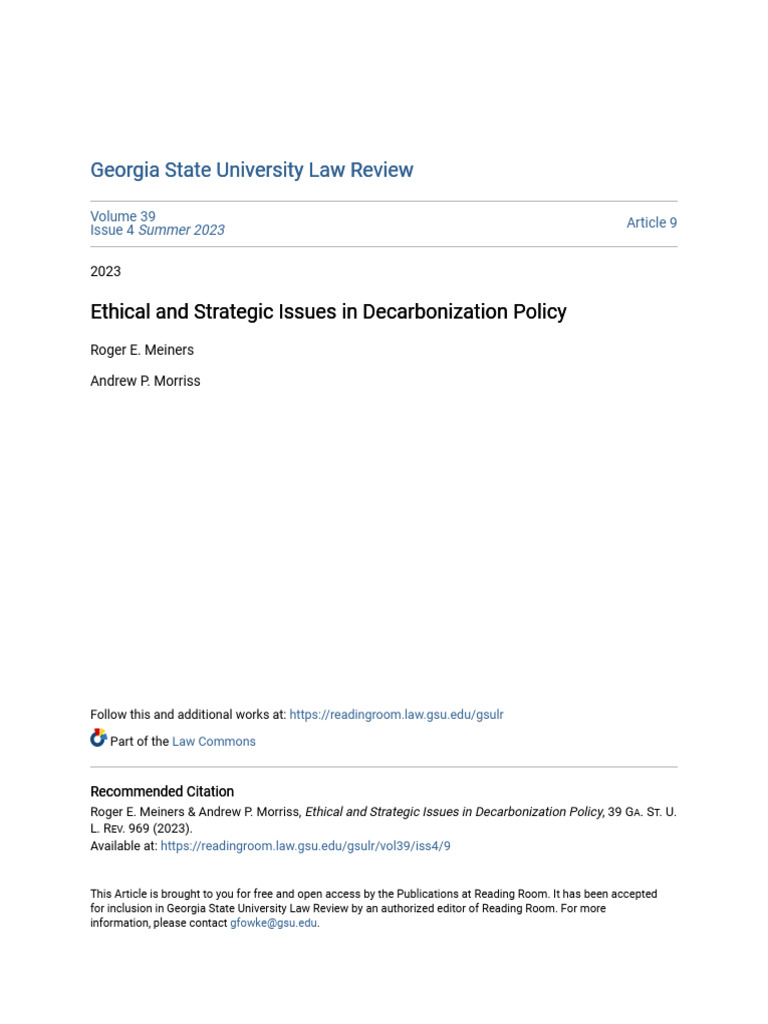 Decarbonization Policy: Ethics & Strategy | PDF | Climate Change ...