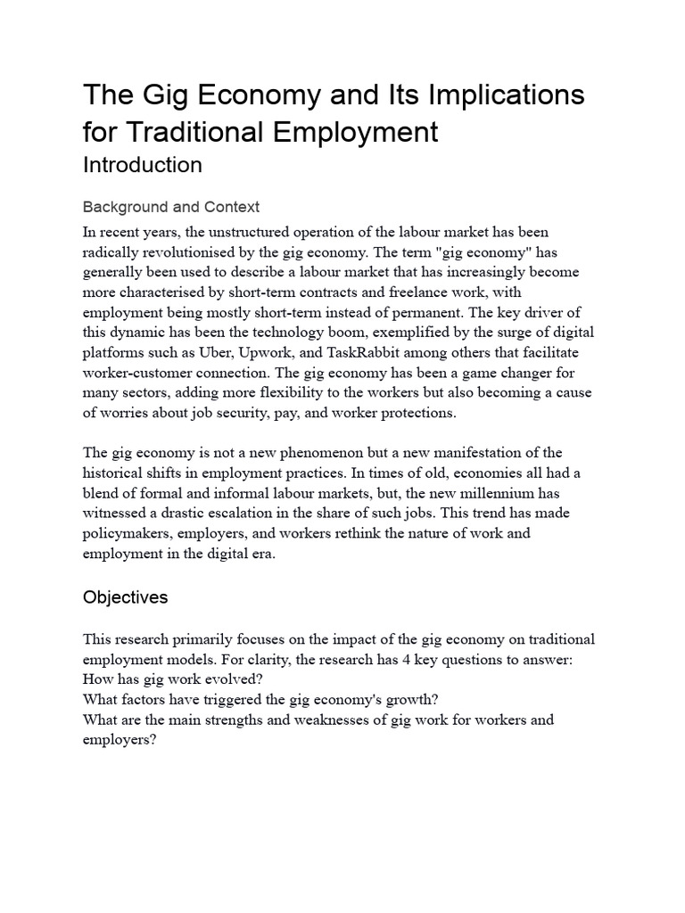 Impact of the Gig Economy on Employment | PDF | Employment | Labour ...