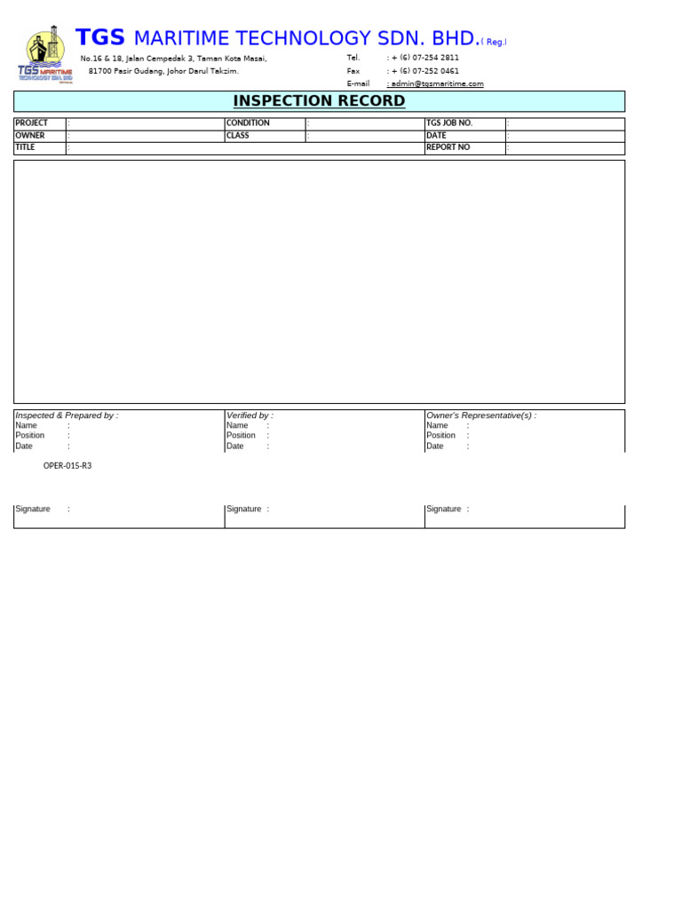 OPER-015-R3 - Inspection Record (NEW) | PDF