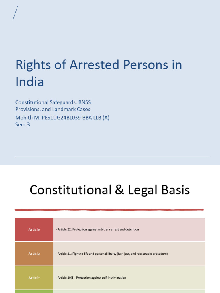 Rights of Arrested Persons in India | PDF | Arrest | Right To Silence