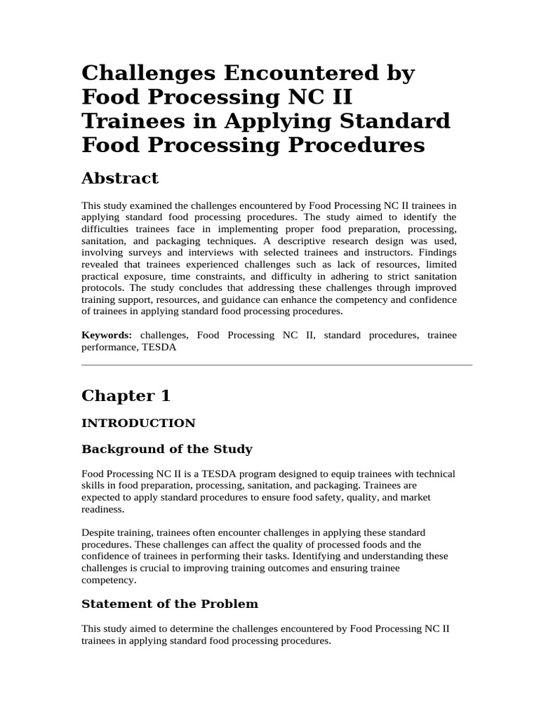 Challenges in Food Processing Training | PDF | Methodology
