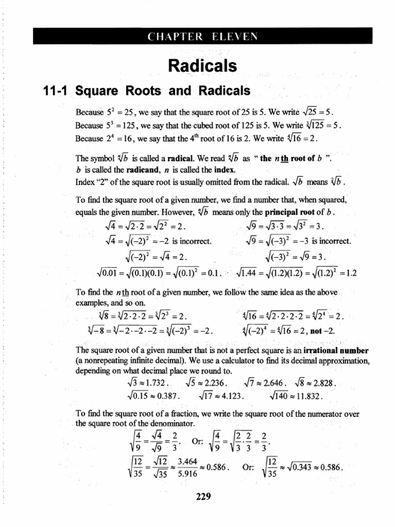 Understanding Square Roots and Radicals | PDF | Algebra | Mathematical ...