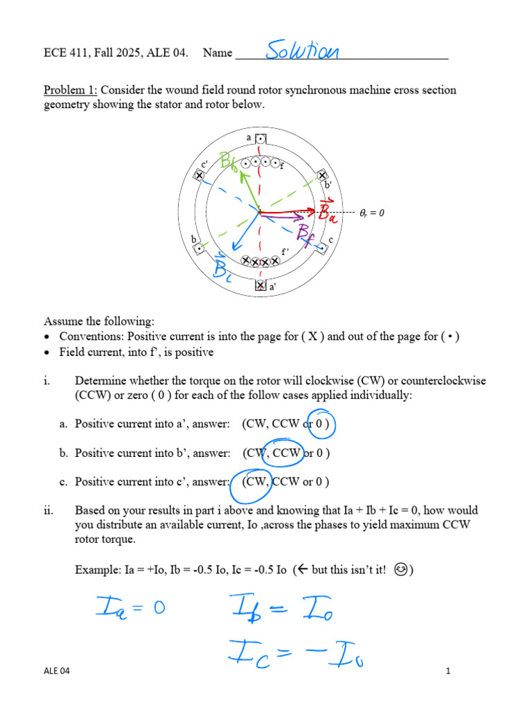 Synchronous Machine Torque Analysis | PDF | Phase (Waves) | Electrical ...