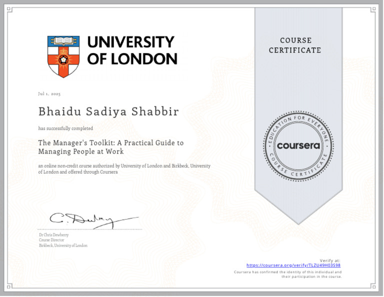 Manager's Toolkit Course Completion | PDF
