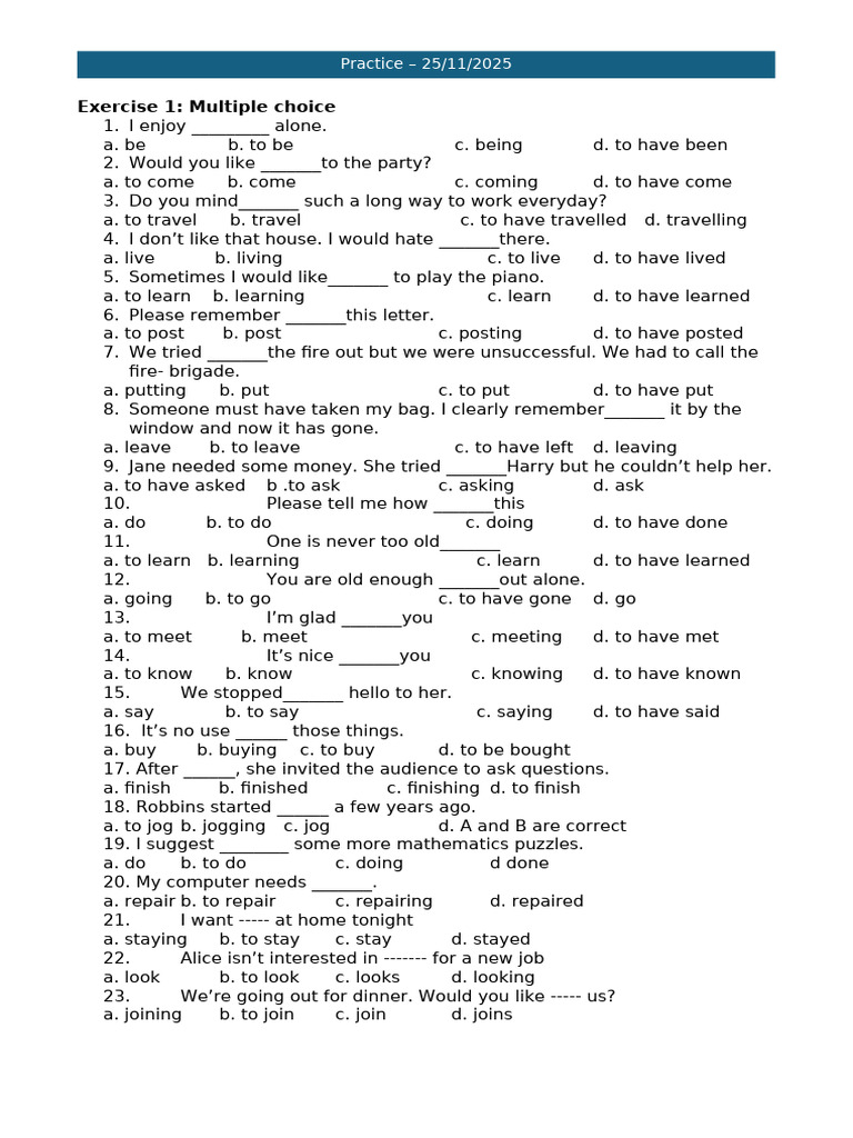 English Grammar Multiple Choice Quiz | PDF