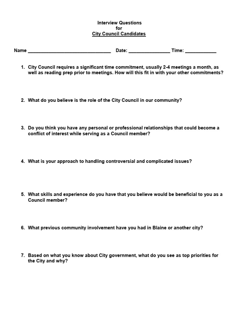 Council Interview Questions | PDF