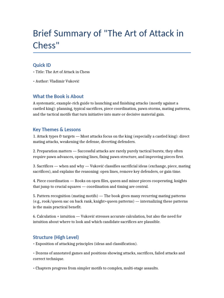 Mastering Chess Attacks: Key Strategies | PDF | Chess | Abstract ...