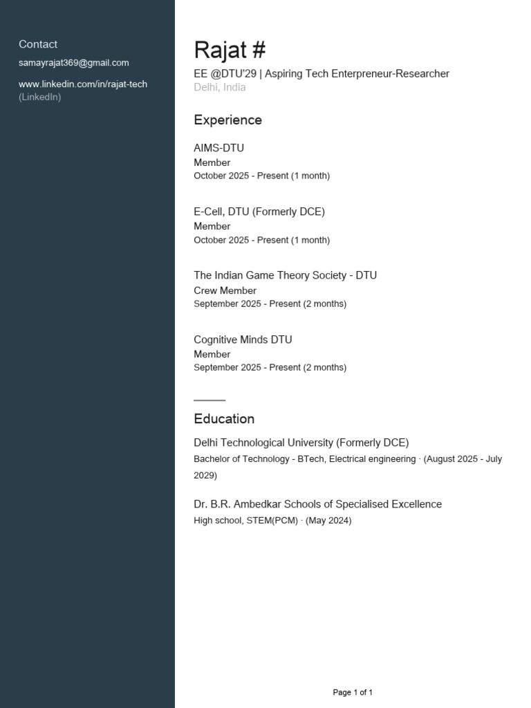 Rajat's Tech Profile and Experience | PDF