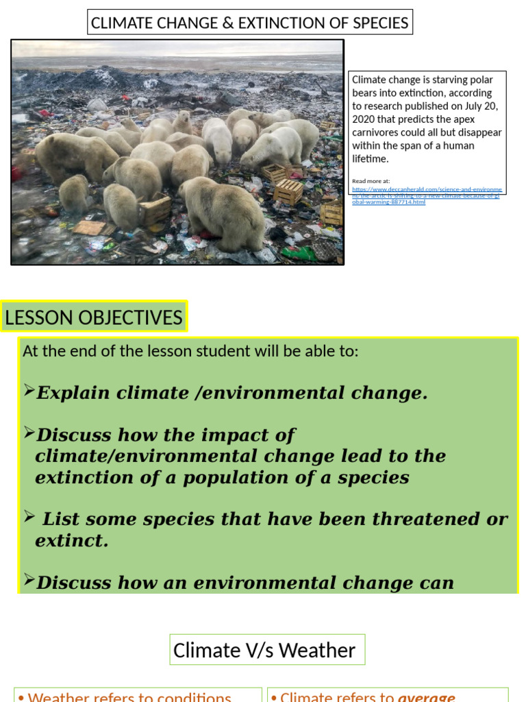 Climate change and Extinction of species | PDF | Climate Change ...
