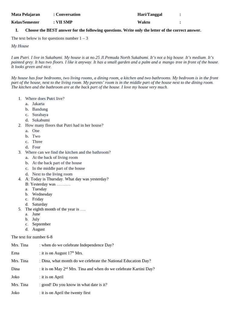 Conversation Practice for Grade VII | PDF | Chess Openings | Chess