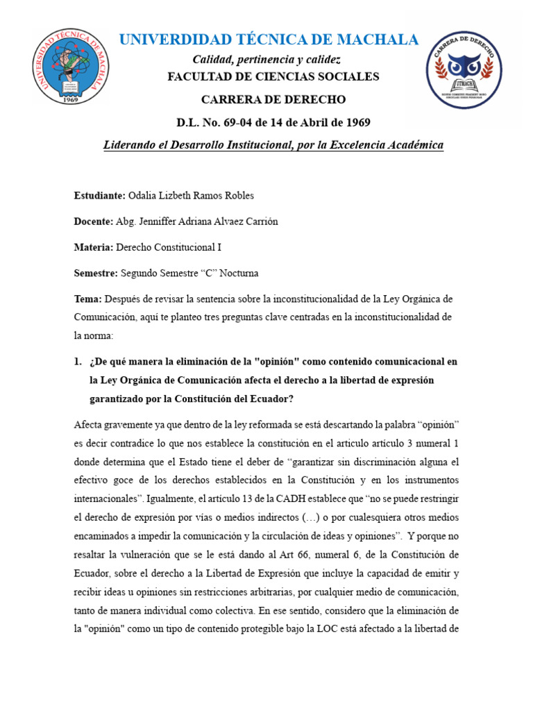 Derecho Constitucional Deber | PDF | Libertad de expresión | Derechos ...