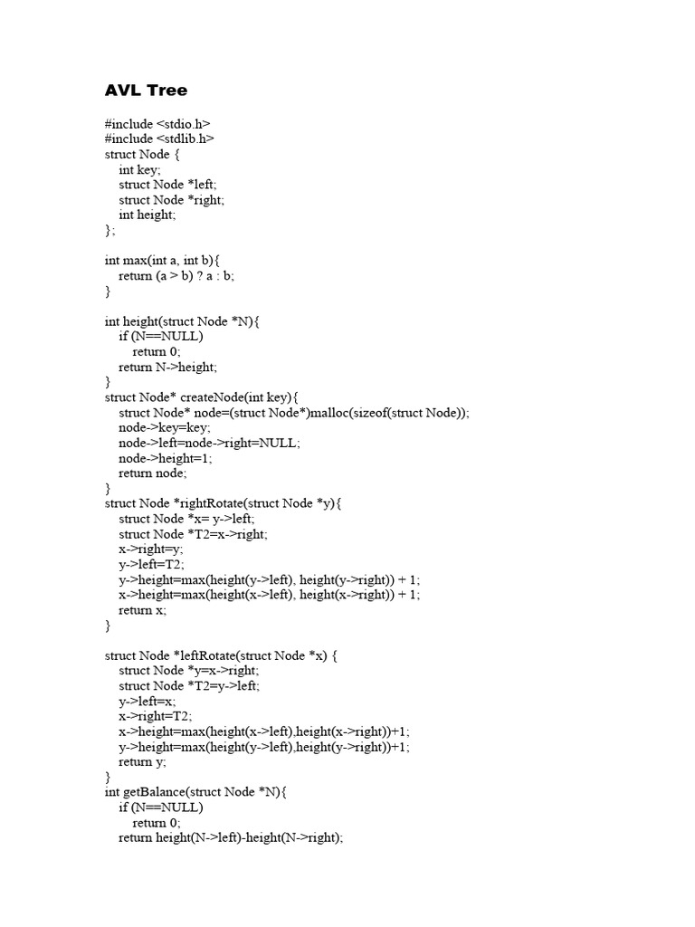 AVL Tree Implementation in C | PDF