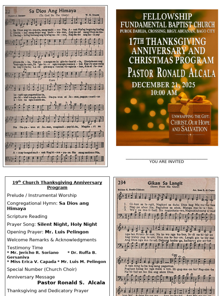 Church Thanksgiving Anniversary Program | PDF