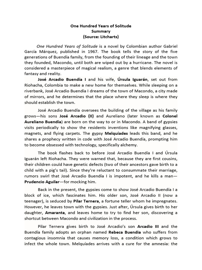 One Hundred Years of Solitude Summary | PDF | Spanish Language Literature