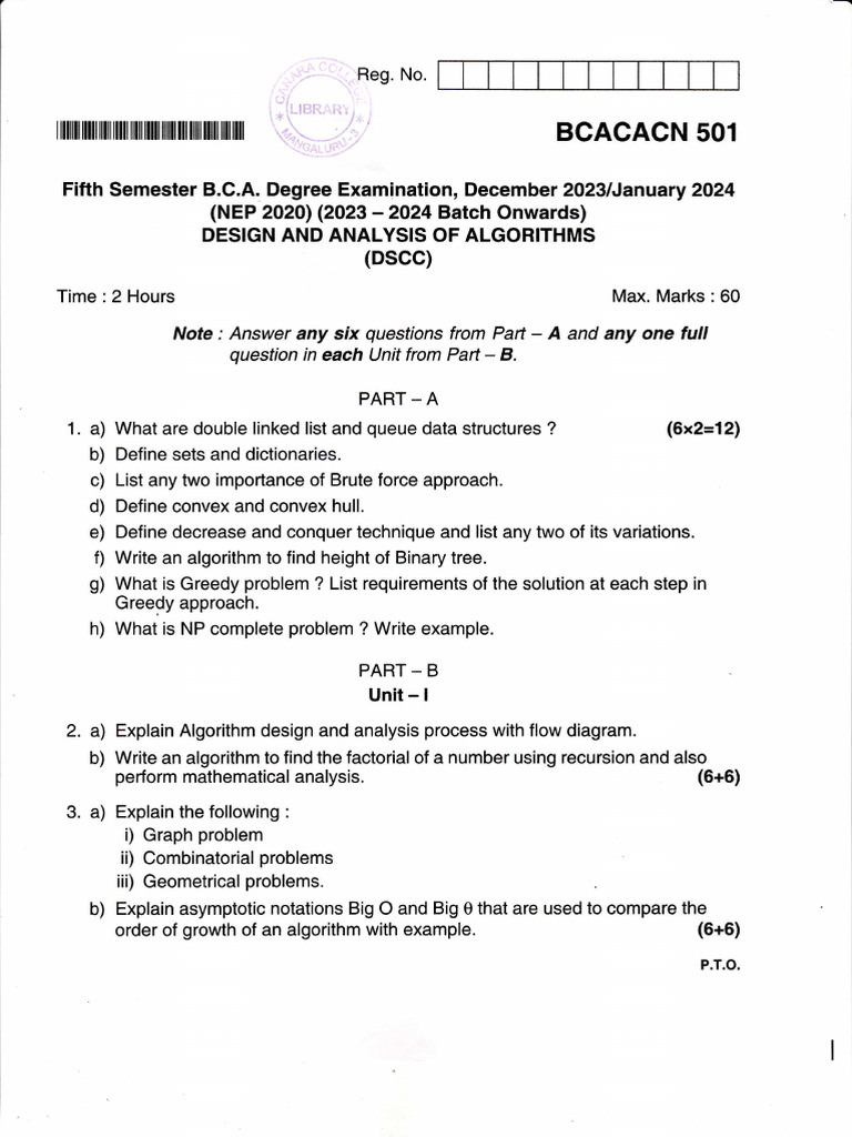 NEP BCA V Sem Design and Analysis of Algorithms | PDF | Time Complexity ...