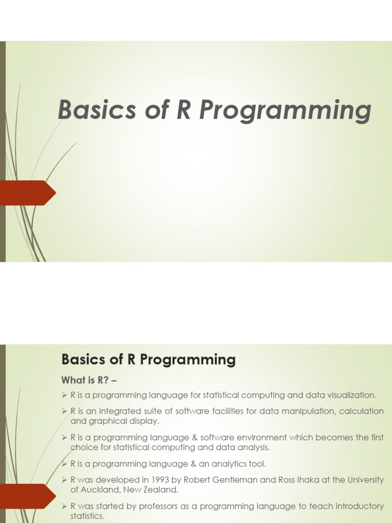 Introduction to R Programming Basics | PDF | Parameter (Computer ...