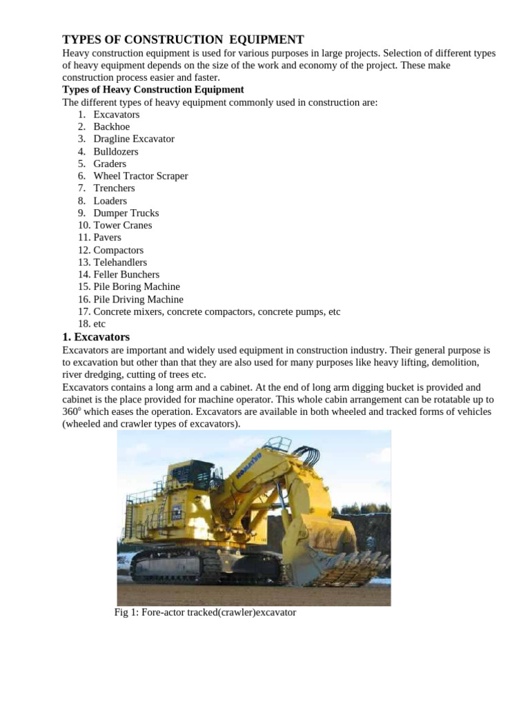 Types of Heavy Construction Equipment | PDF | Loader (Equipment ...