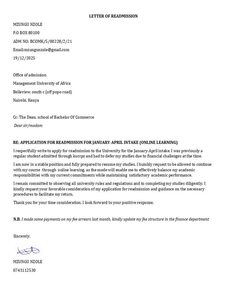 Letter of Readmission 25 | PDF