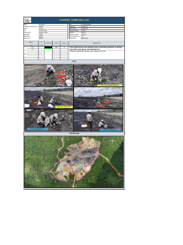 Channel Sampling Log for Coal Analysis | PDF