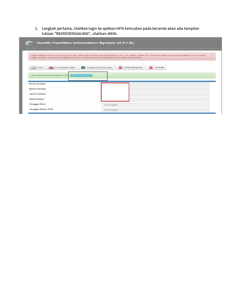 Panduan Rekredensialing PKS HFIS | PDF