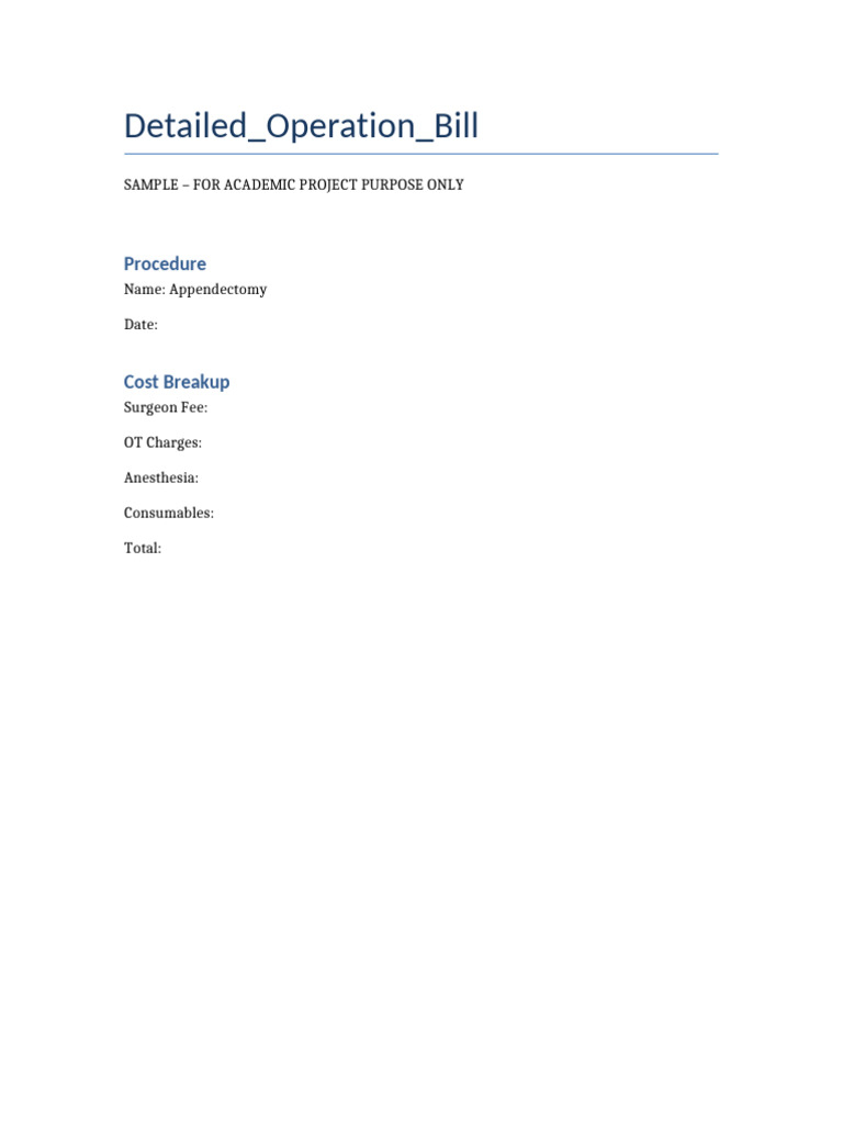Detailed Operation Bill | PDF