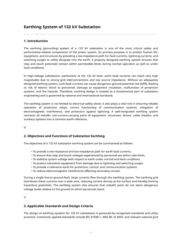 132 kV Substation Earthing System Guide | PDF | Electrical Grid | Power ...