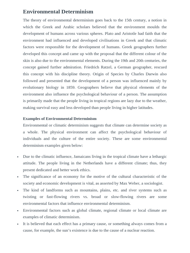 Environmental Determinism | PDF | Determinism | Natural Environment