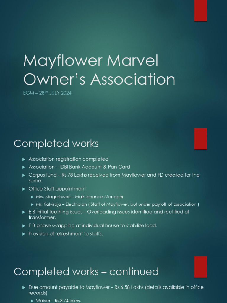 Mayflower Marvel Owner's Association - EGM - 28th July 2024-2 | PDF