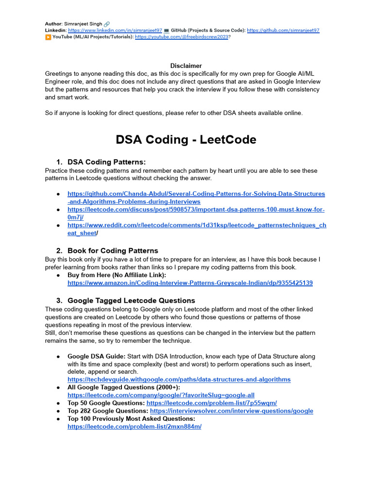 Google AI/ML Interview Prep Guide | PDF | Machine Learning | Artificial ...