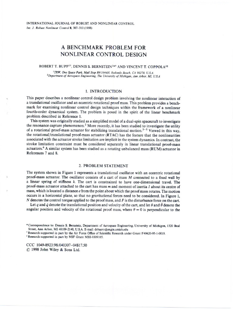 Nonlinear Control Design Benchmark | PDF | Control Theory | Nonlinear ...