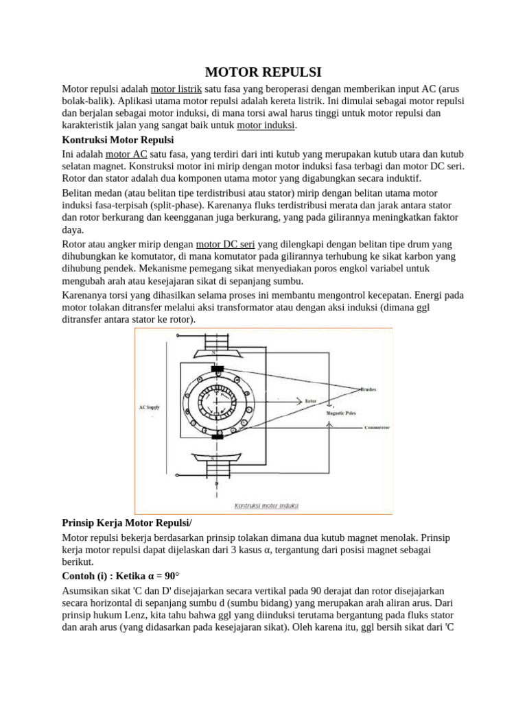 Motor Repulsi: Prinsip dan Klasifikasi | PDF
