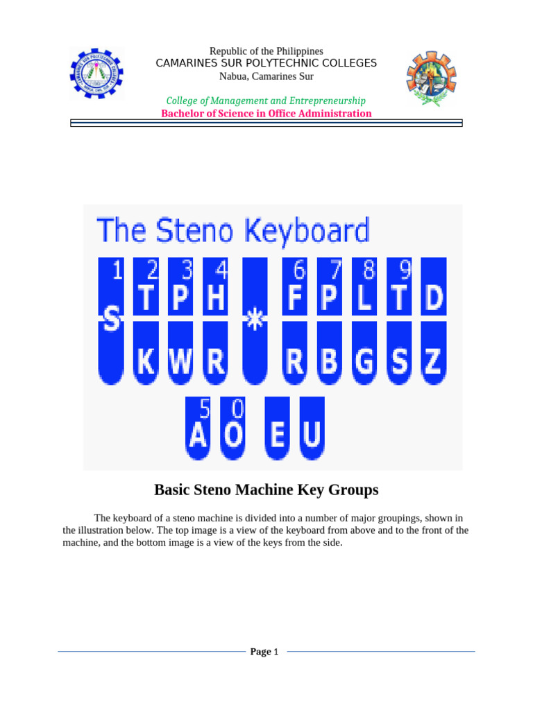 Steno Machine Key Groups Guide | PDF | Text | Writing