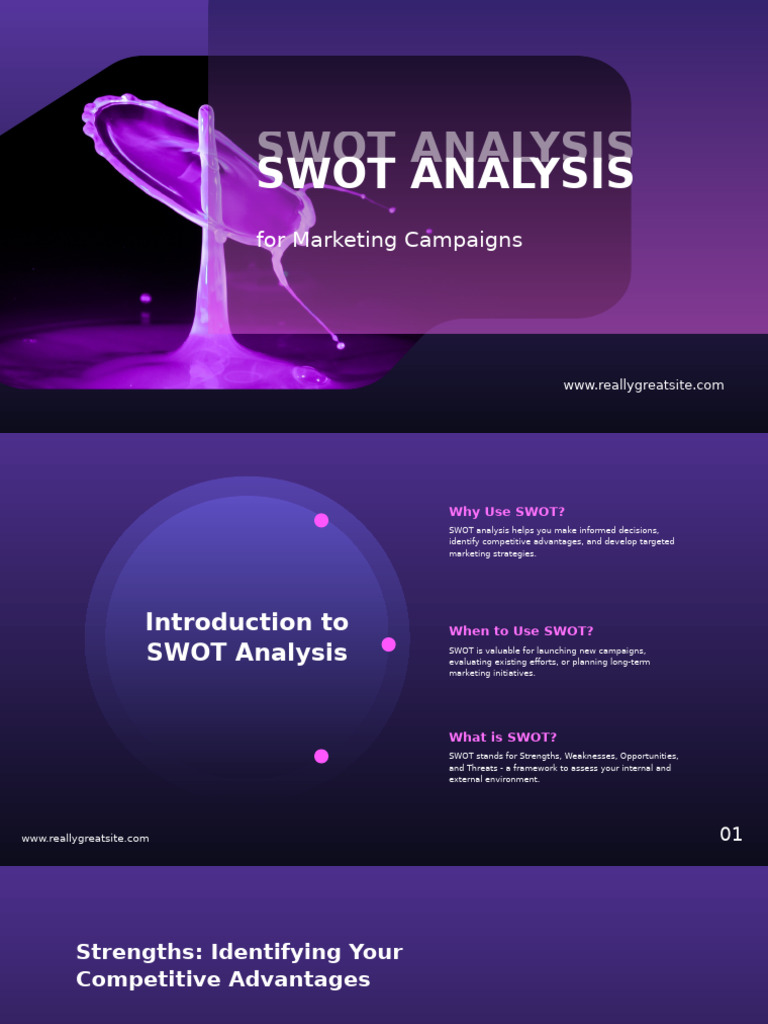 Black and Purple Gradient SWOT Analysis Presentation | PDF | Swot ...