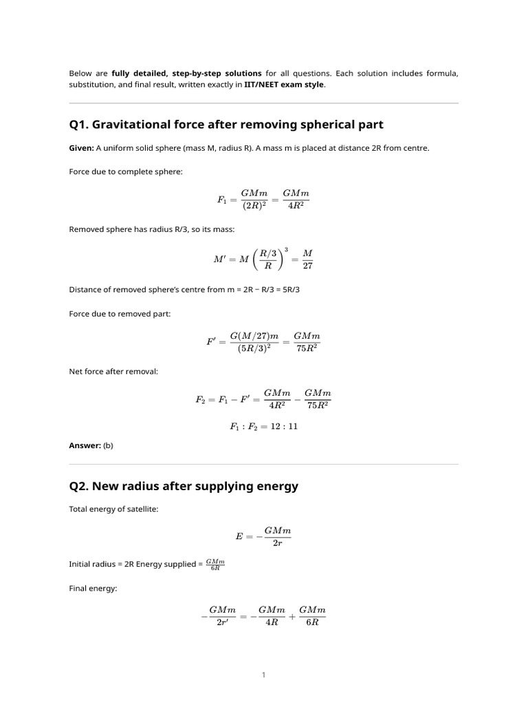 Step-by-Step IIT/NEET Solutions | PDF | Force | Sphere