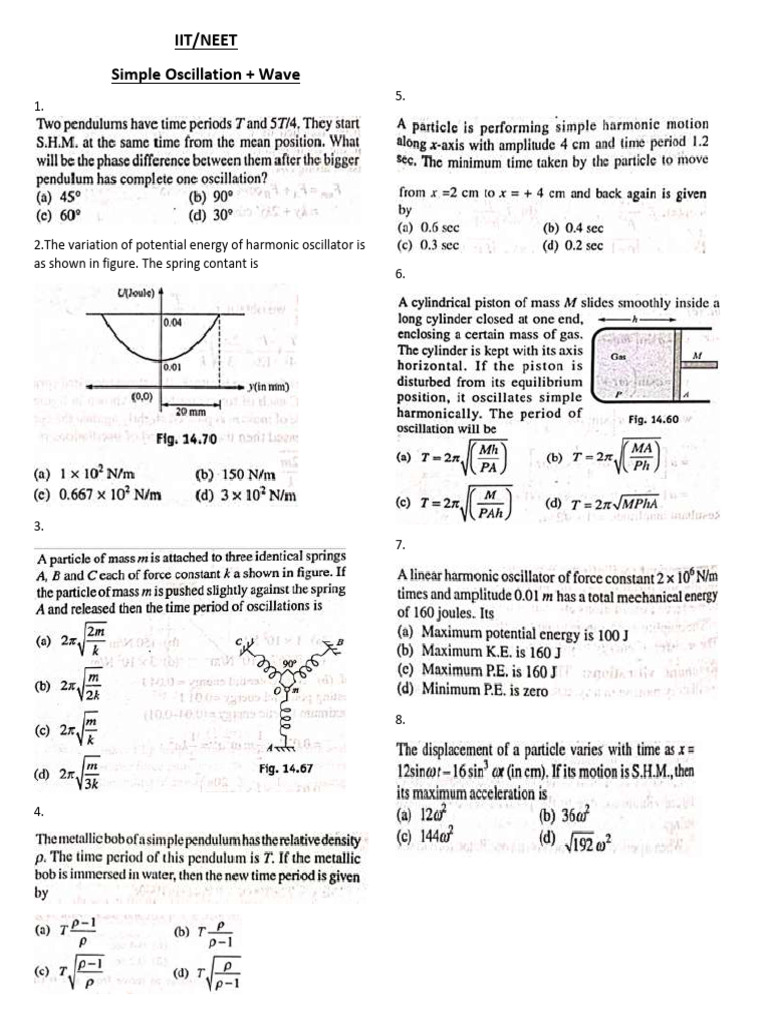 IIT - NEET Simple Oscillation + Wave | PDF