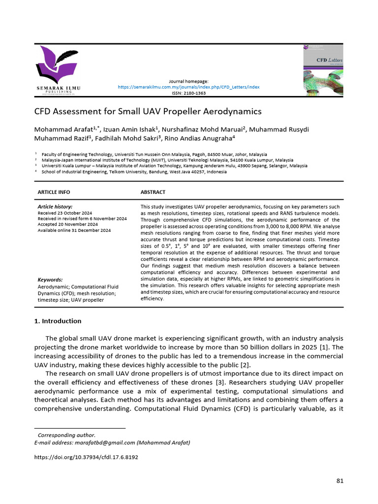 UAV Propeller Aerodynamics CFD Study | PDF | Computational Fluid ...