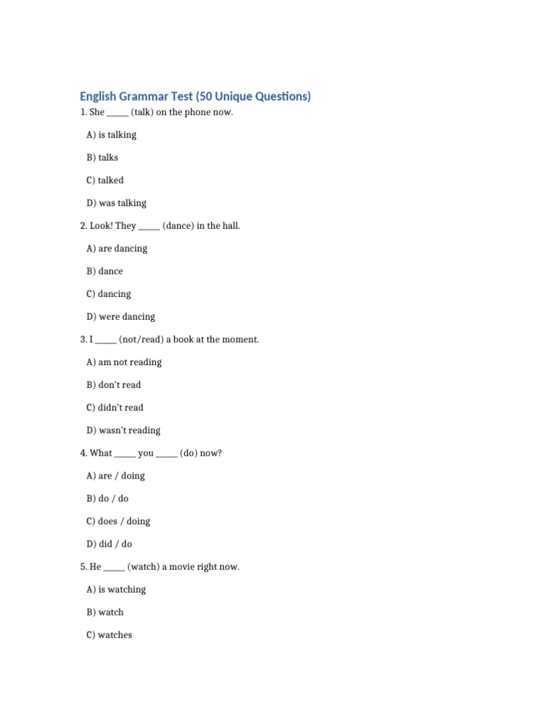 English Grammar Test: 50 Questions | PDF | Chess Openings | Chess Theory