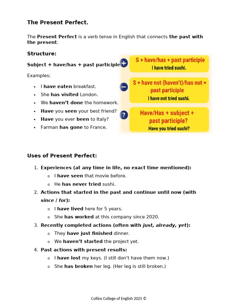 Present Perfect | PDF | Perfect (Grammar) | Language Mechanics