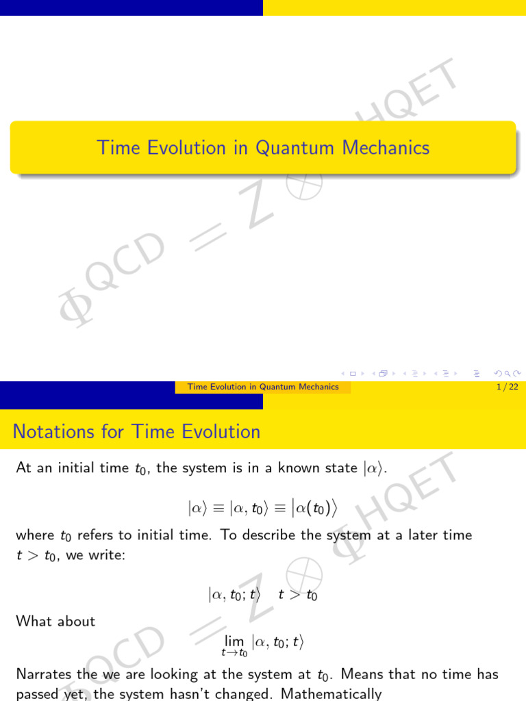Quantum Mechanics Time Evolution Explained | PDF | Mechanics | Applied ...
