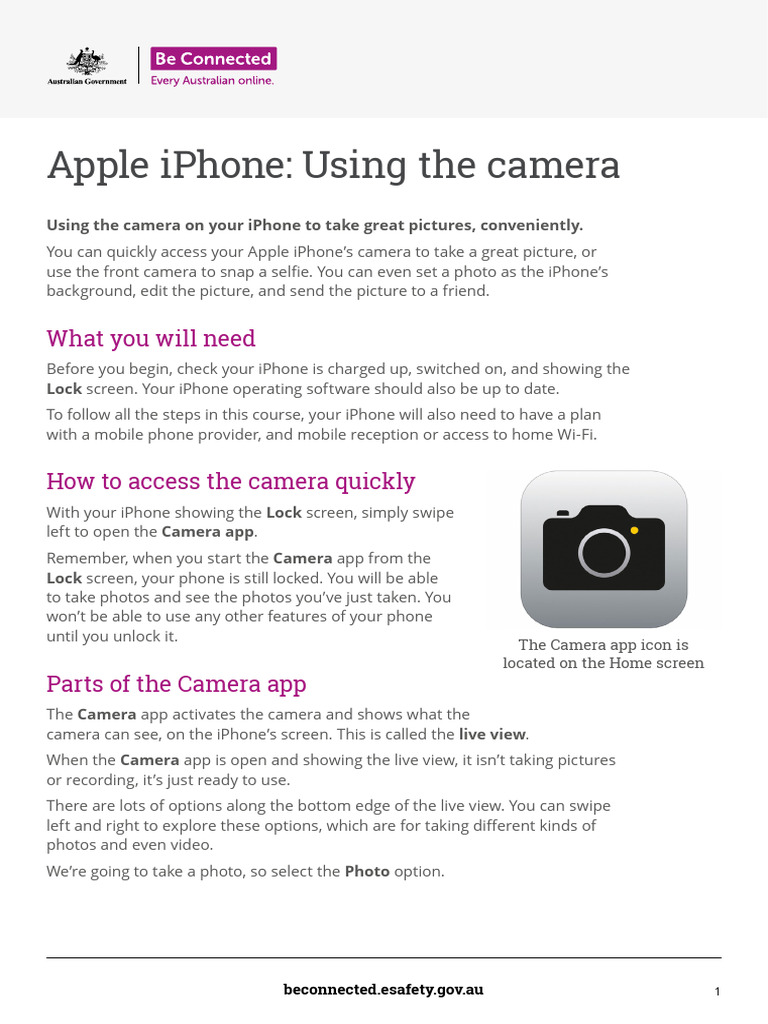 iPhone Camera Guide: Capture & Share Photos | PDF | I Phone | Selfie