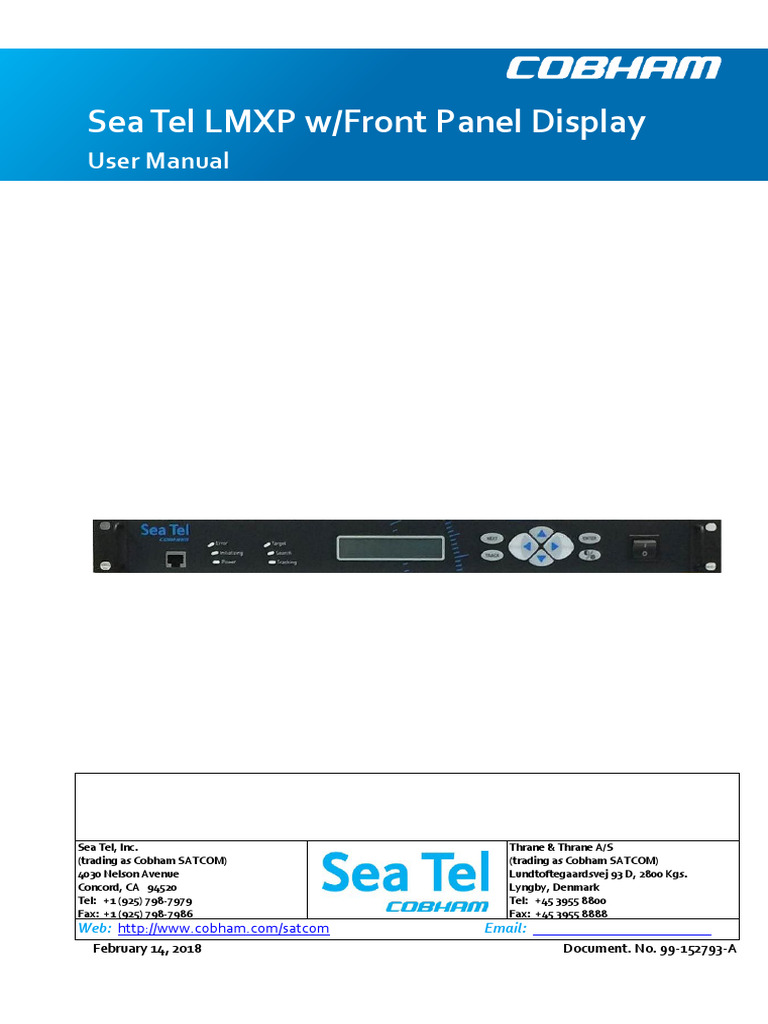 99 152793 A User Manual Sea Tel LMXP With Front Panel Display Eccn ...