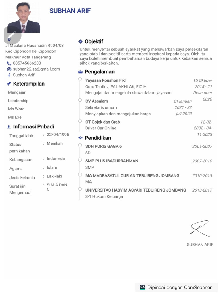 CV Subhan Arif Oke | PDF