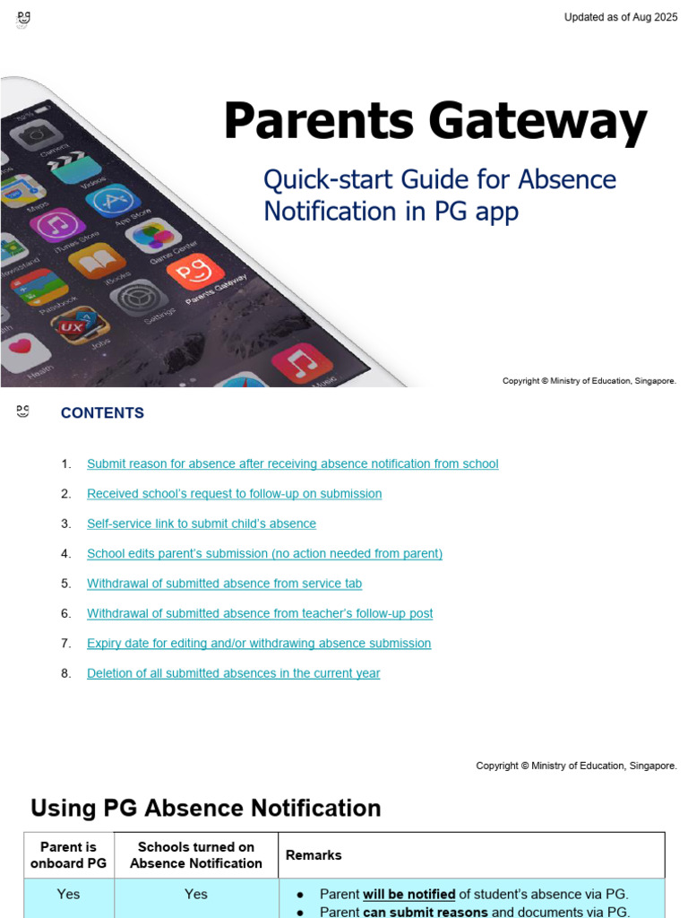 PG Mobile App (Notify Absence) For Parents - 20260106 - 190323 | PDF