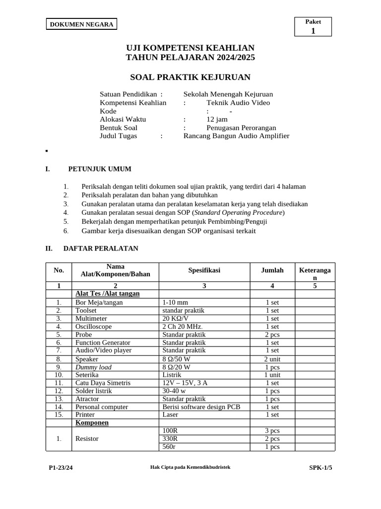 P1-SPK - Perakit Peralatan Elektronika Revisi | PDF